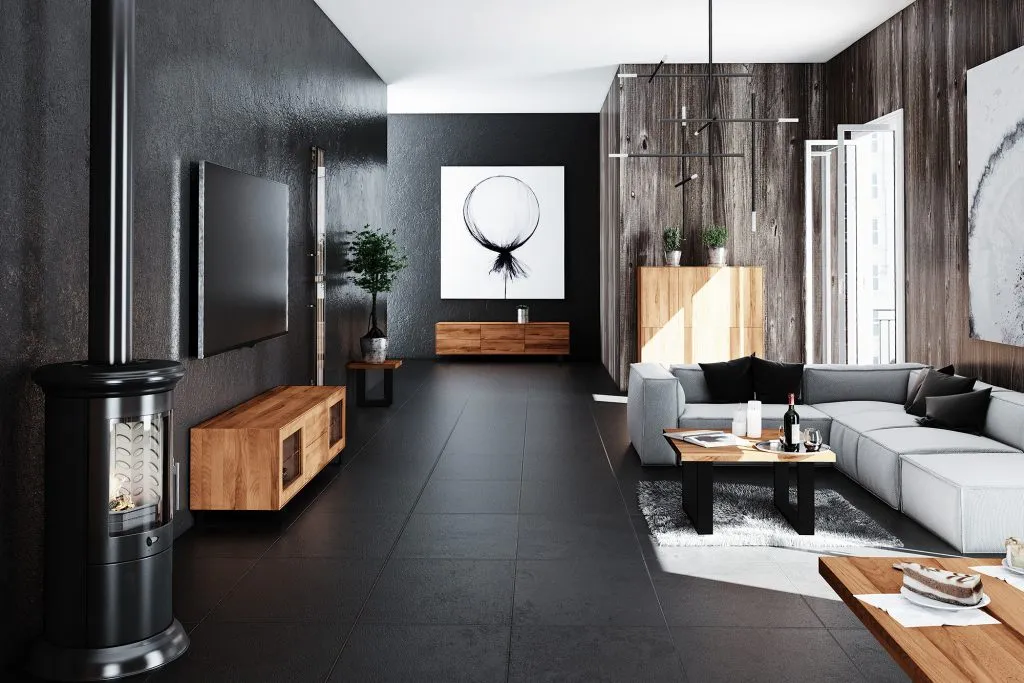 czarne meble dodatki tekstylia podłogi inspiracje