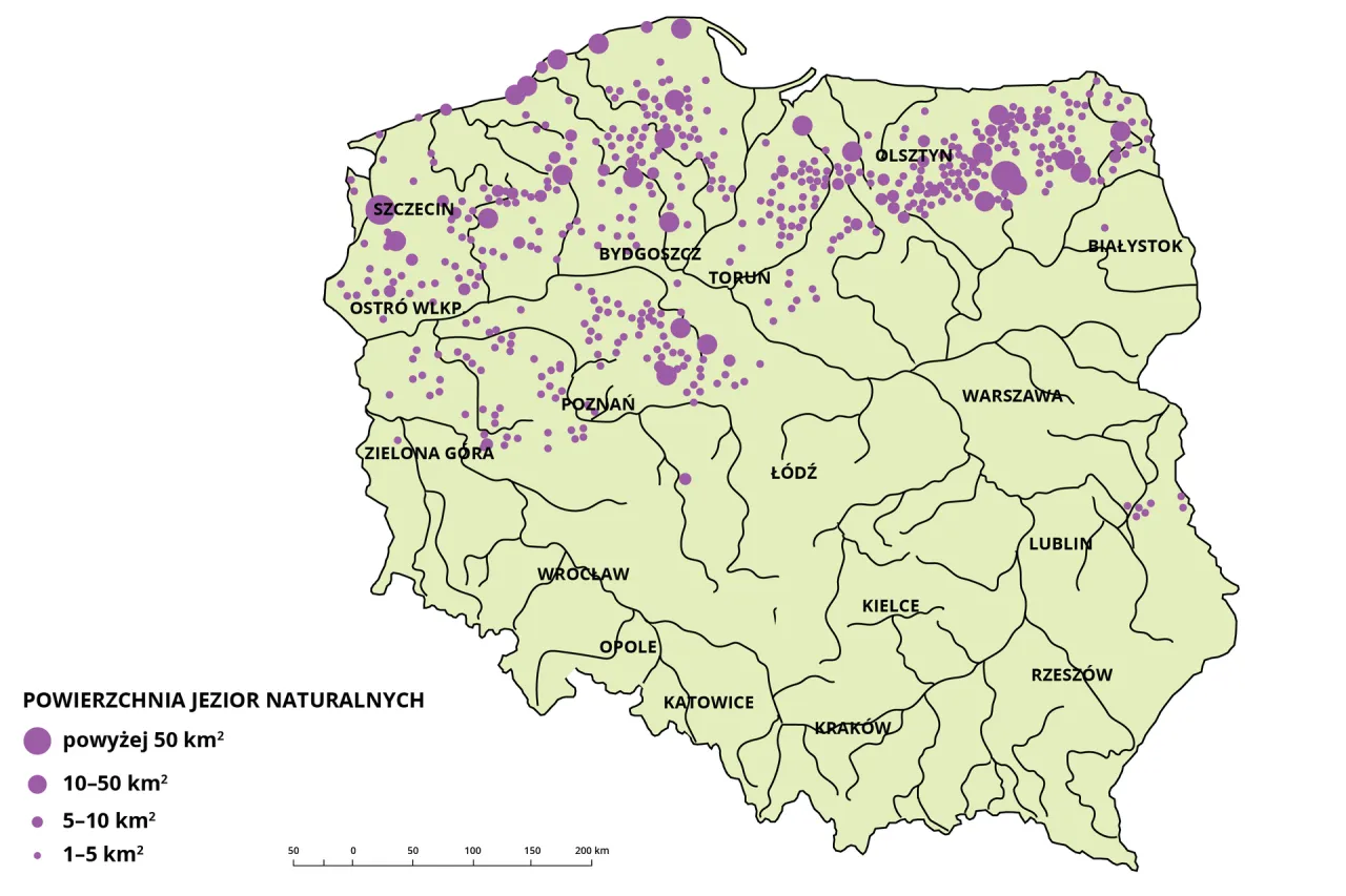 mapa Polski z regionami wędkarskimi jeziora