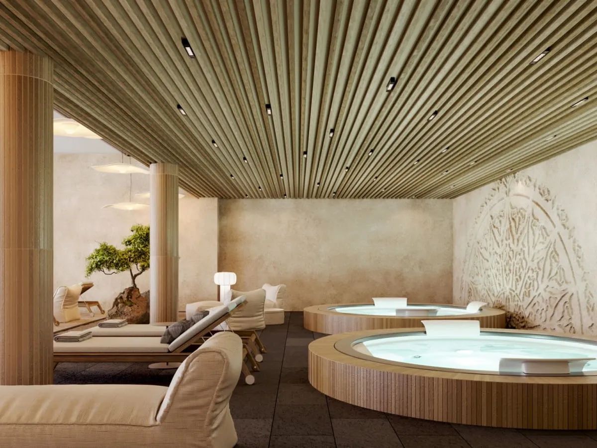 Wnętrze luksusowego salonu spa z orientalnymi dekoracjami