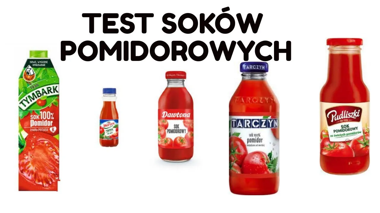 Por&oacute;wnanie sok&oacute;w pomidorowych etykiety
