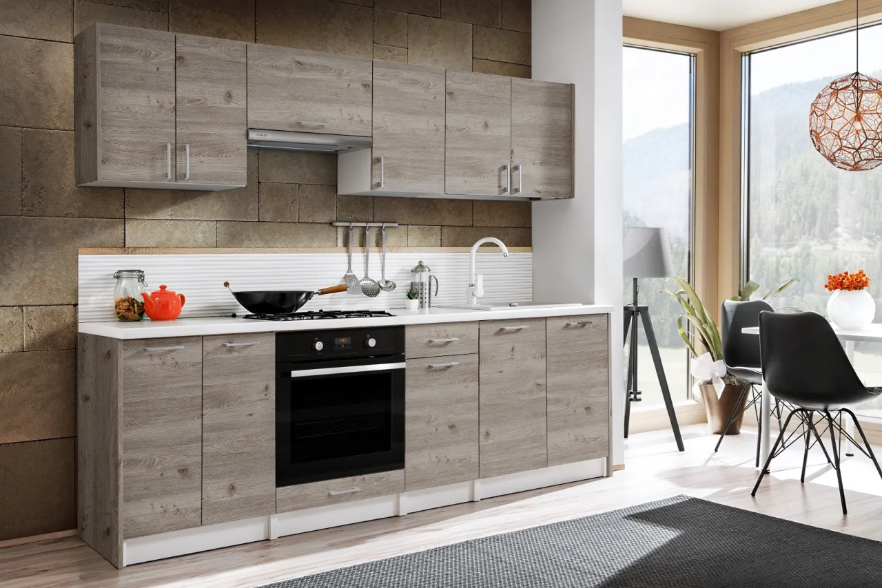 kuchnia dąb sonoma jasny blat inspiracje