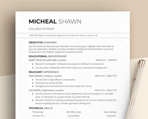 CV student jednostronicowe