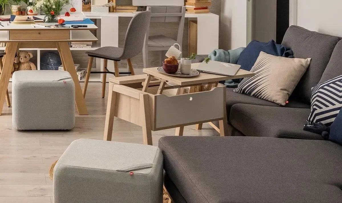 Wielofunkcyjne meble do małego mieszkania sofa z pojemnikiem stół rozkładany