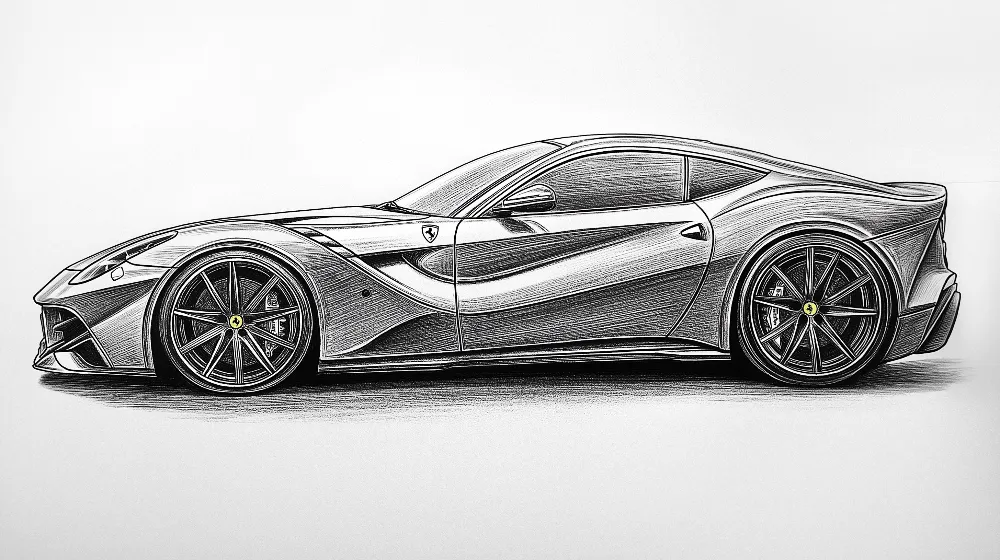 rysunek ferrari szkic proporcje