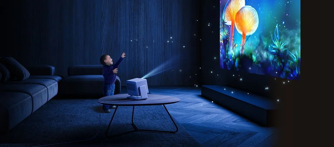 projektor kina domowego 3D w salonie