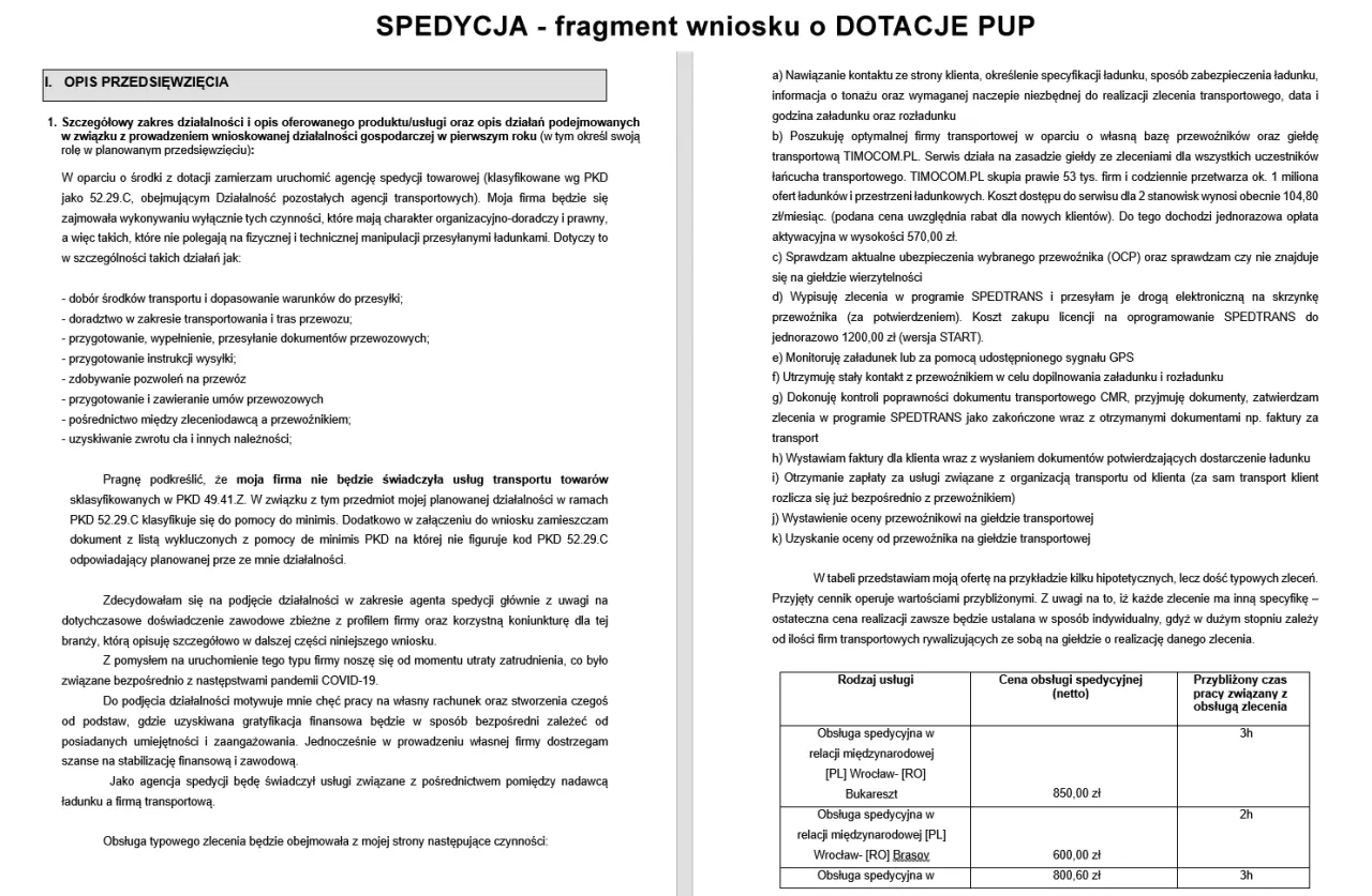 dokumenty założenie firmy spedycyjnej