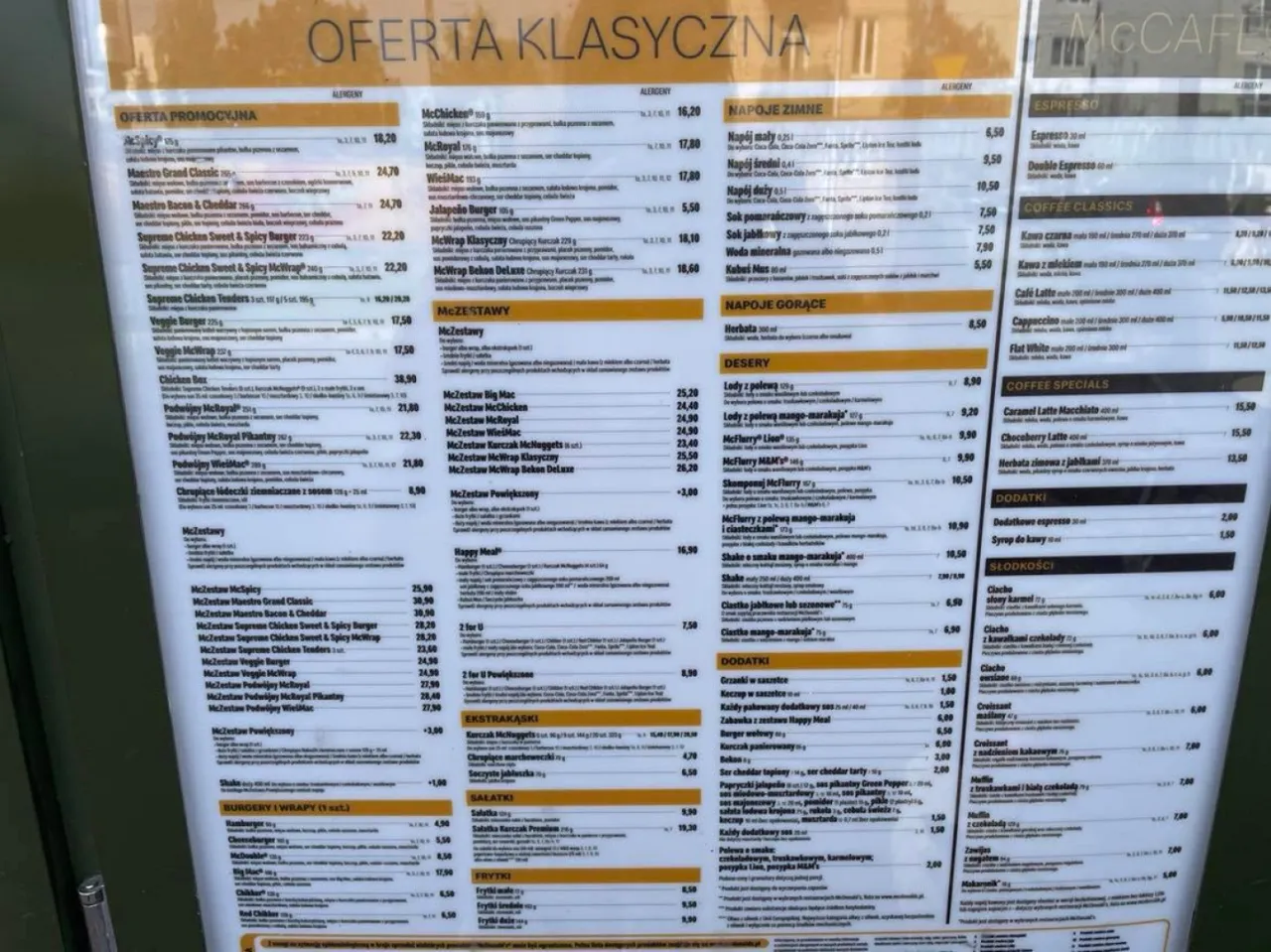 Menu McDonald's z cenami. Sprawdź, ile kosztują sosy w McDonald's i inne przysmaki.