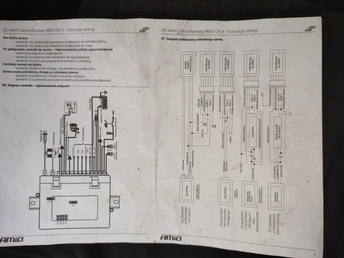 Samochód z migającymi kierunkowskazami po zamknięciu centralnego zamka