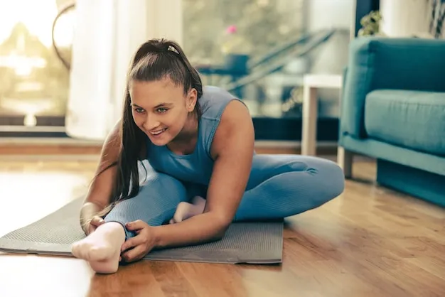Kobieta ćwicząca rano w domu
