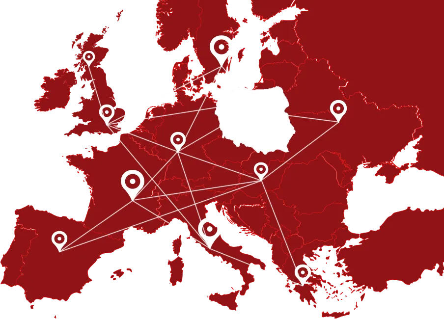 mapa transport międzynarodowy Europa