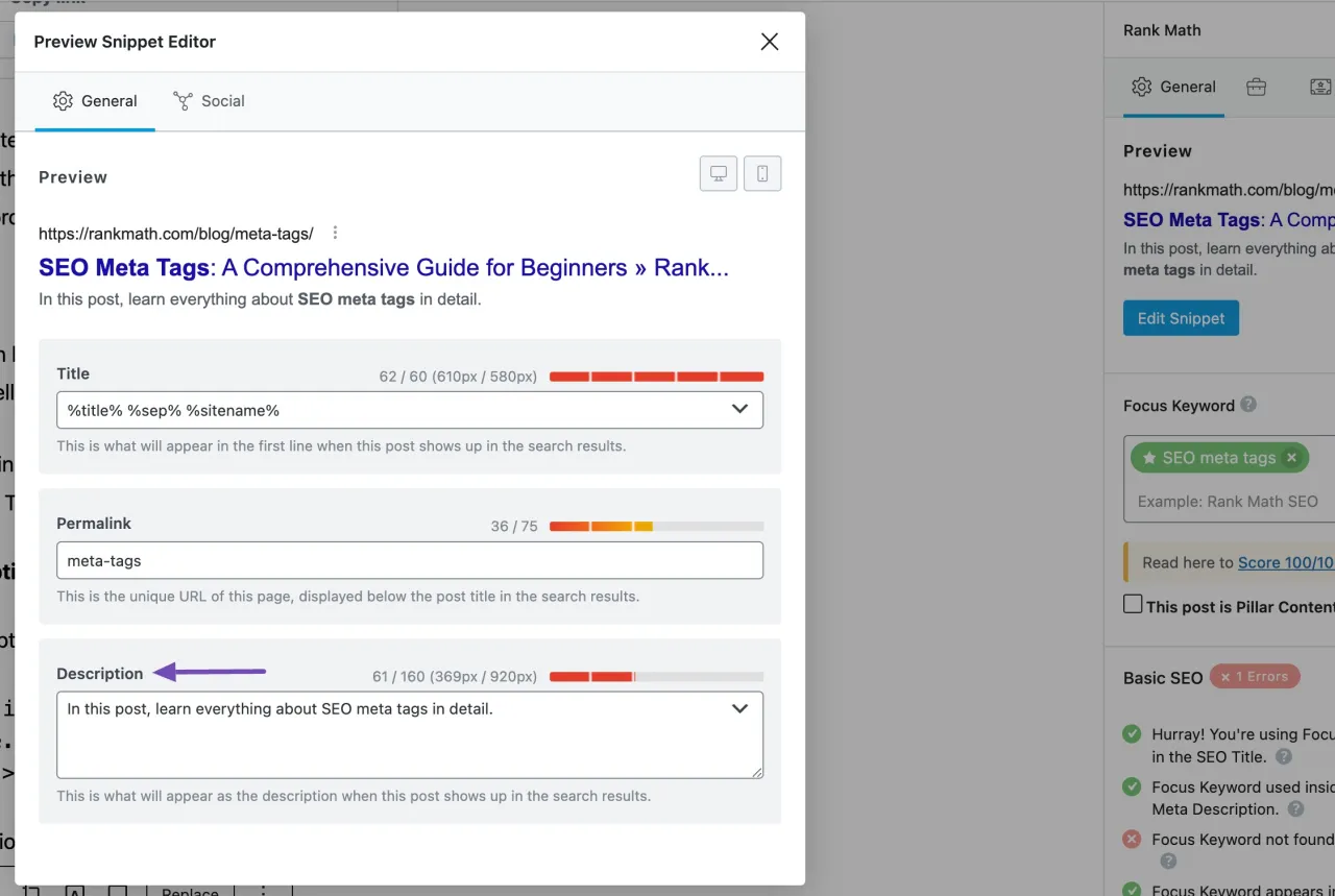 Edytor podglądu snippet&oacute;w dla WordPress. Ustawienia meta description i tytułu dla SEO.