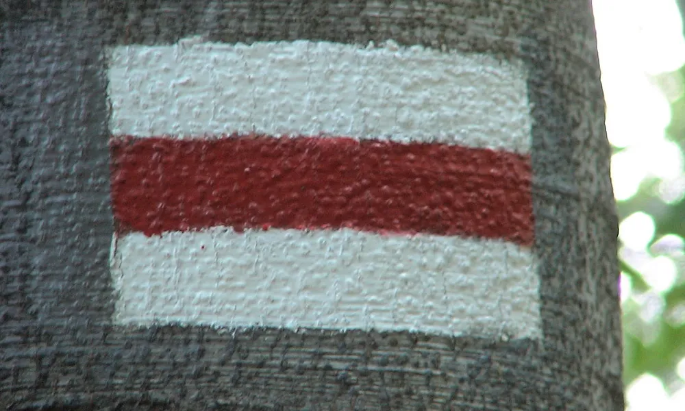 czerwony szlak turystyczny oznaczenie na drzewie