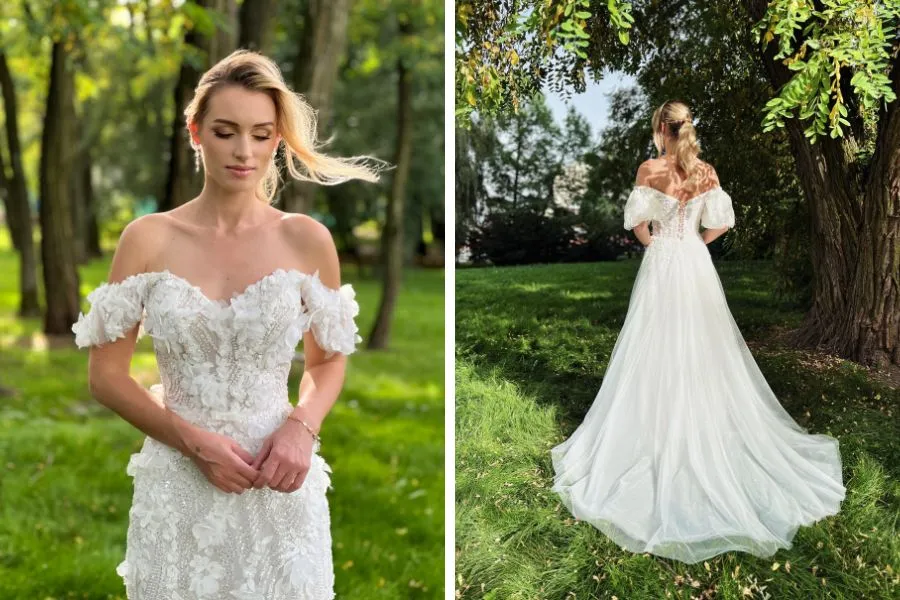 panna młoda w różnych stylach sukien ślubnych