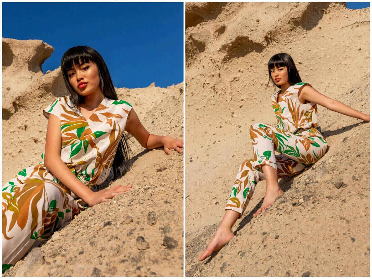 Letnie kombinezony z szerokimi nogawkami wzory