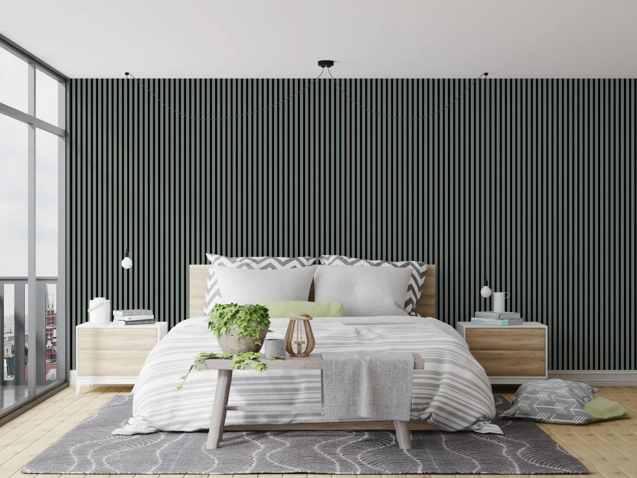 inspiracje ściana za łóżkiem sypialnia design