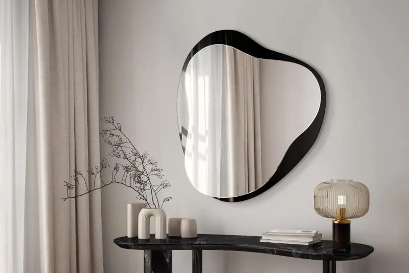 modne lustra do salonu 2026, lustra organiczne, lustra stojące salon
