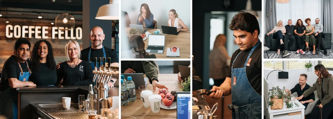 Collage Koch Servicekraft Barista bei der Arbeit in Berlin