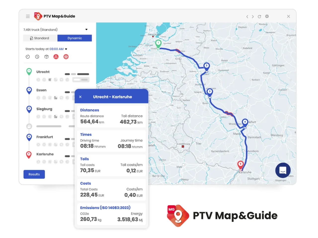 spedytor przy komputerze, planowanie trasy, mapa logistyczna