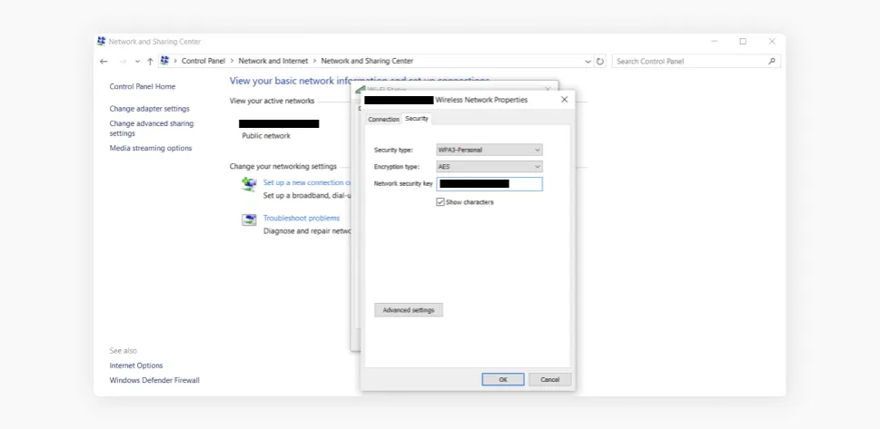 klucz zabezpieczeń sieci windows 10