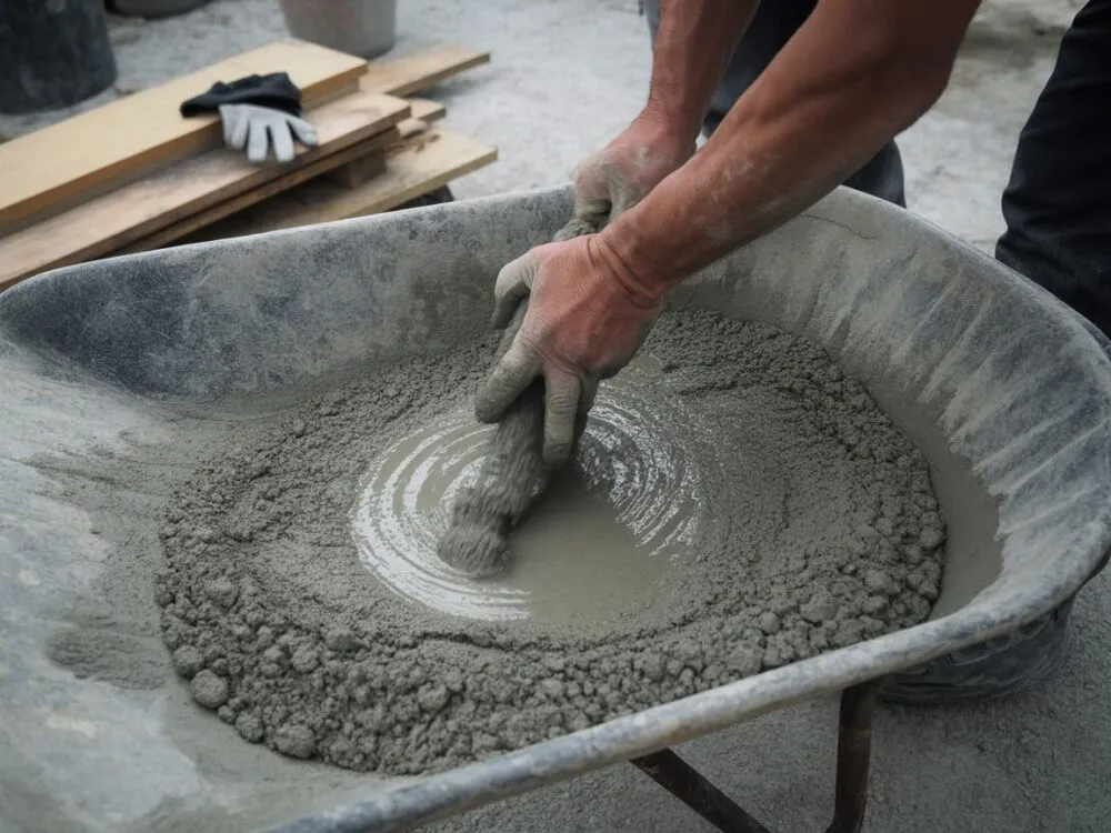 beton p&oacute;łsuchy konsystencja test dłoni