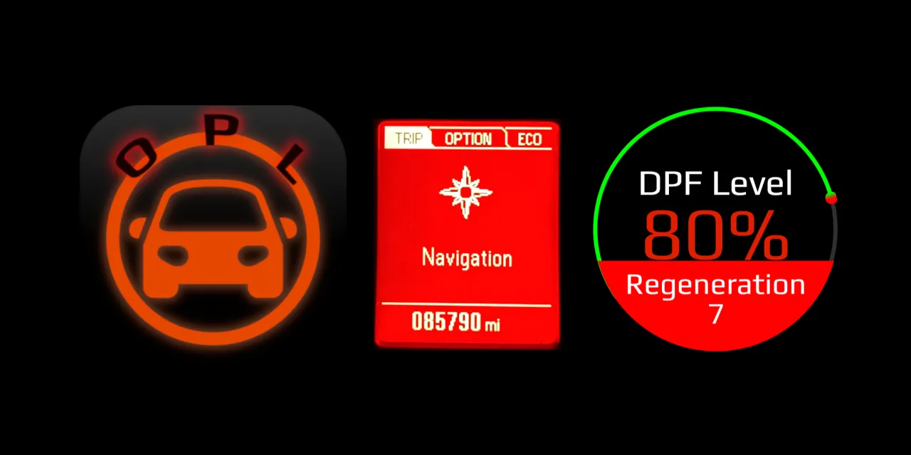 Aplikacja OPL DPF Monitor parametry ekran