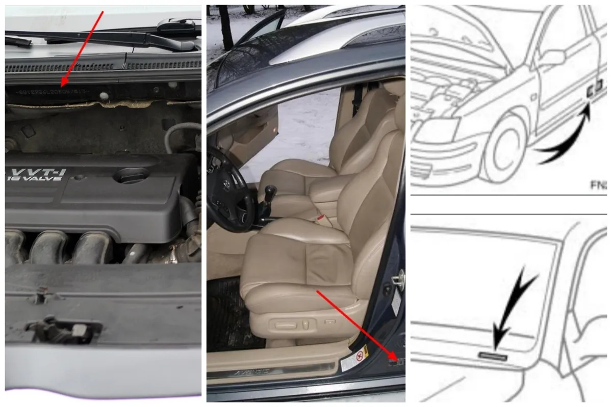 Toyota Avensis T25 VIN location