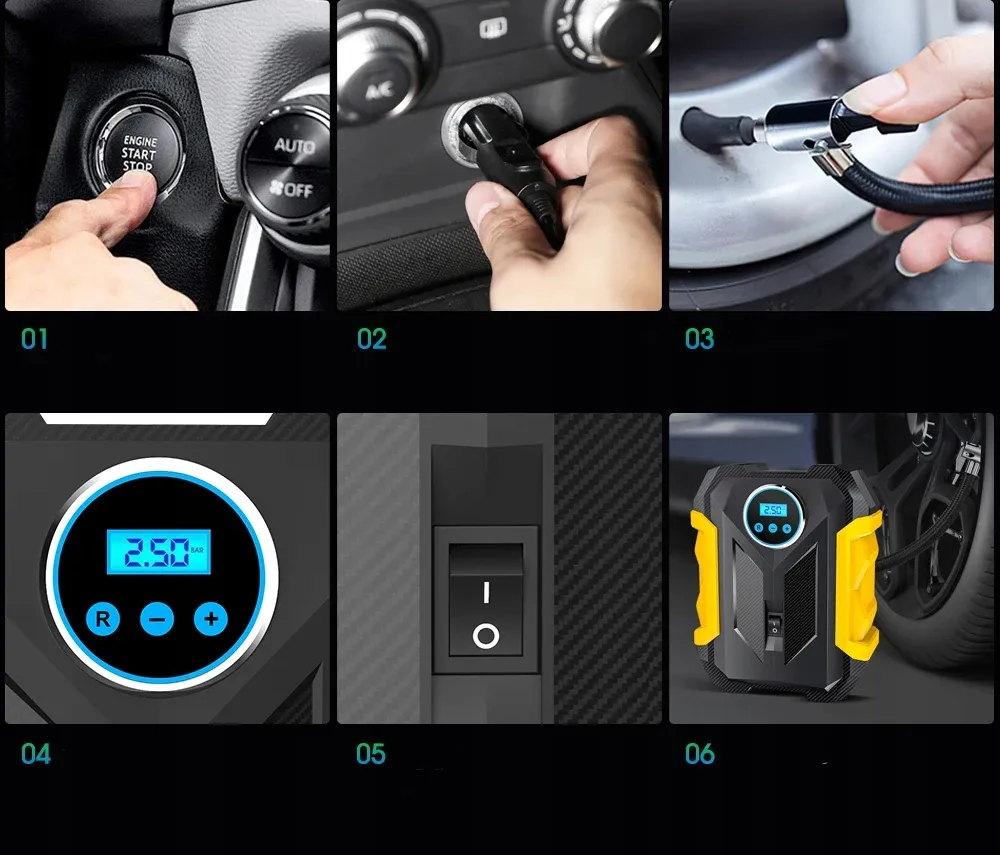 kompresor samochodowy panel obsługa