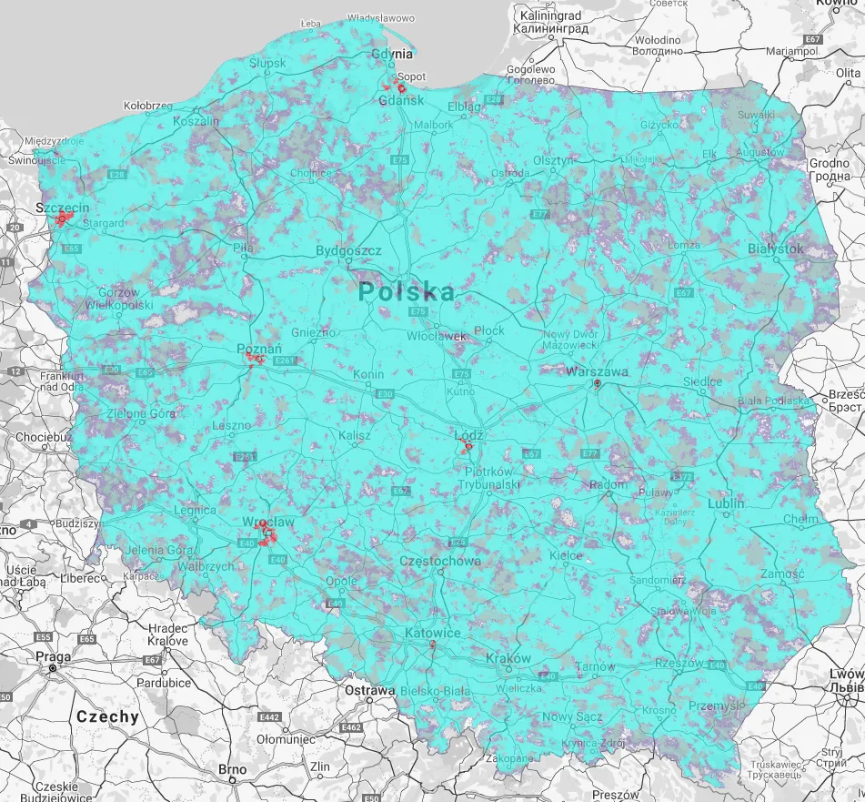 Mapa zasięgu 5G Polska