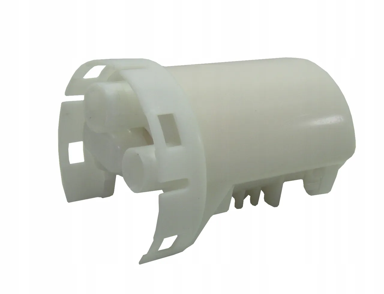 Biały, plastikowy element, prawdopodobnie filtr paliwa do Toyota RAV4 2.0 benzyna, z widocznymi zaczepami i otworami.