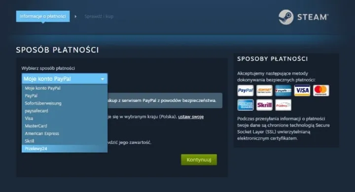 błąd płatności BLIK Steam