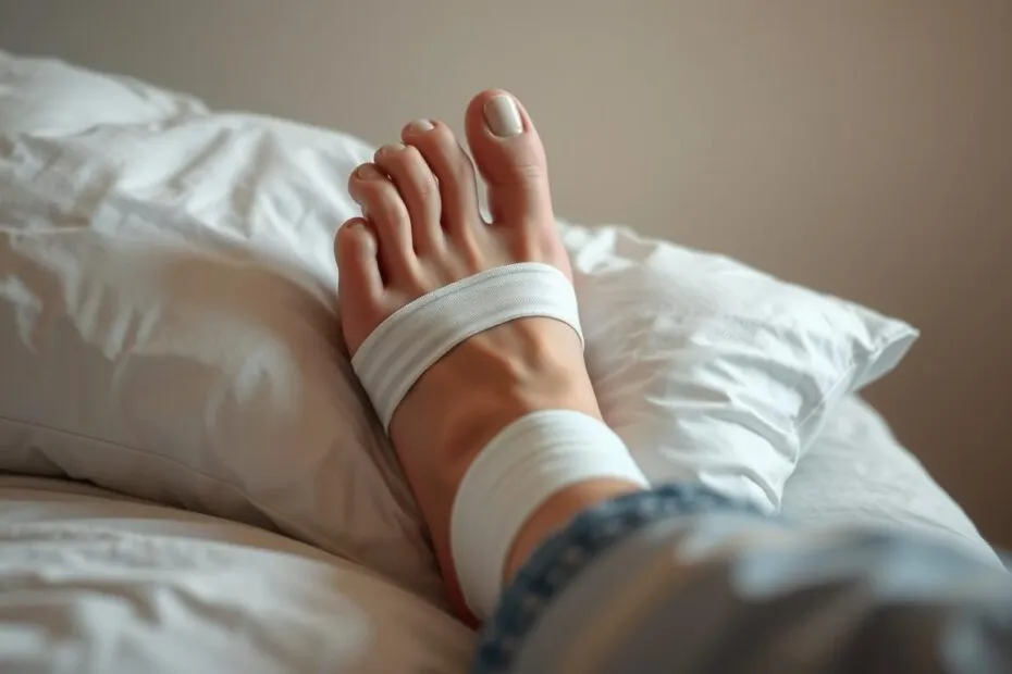 Prawidłowe ułożenie nogi po operacji haluksa na poduszkach