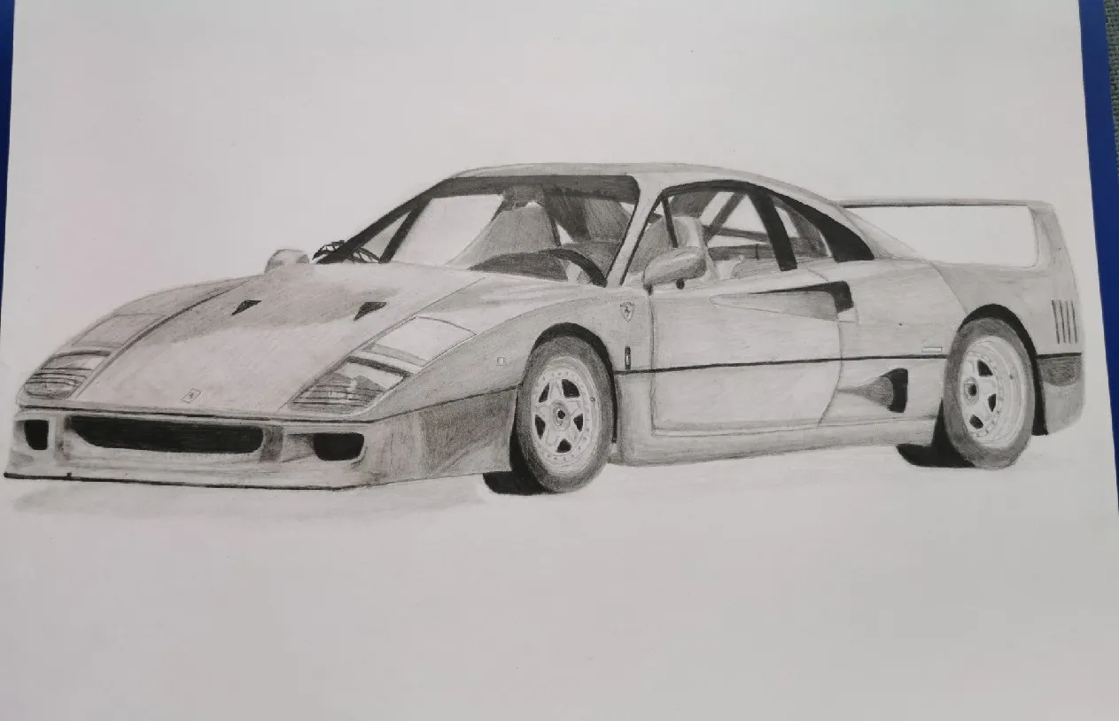 Cieniowanie rysunku samochodu Ferrari