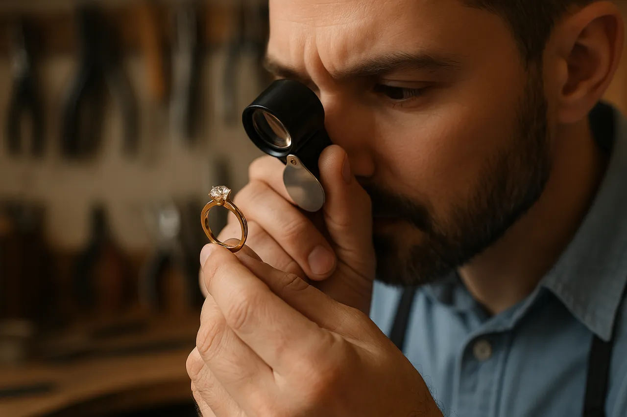 jubiler badający złoto