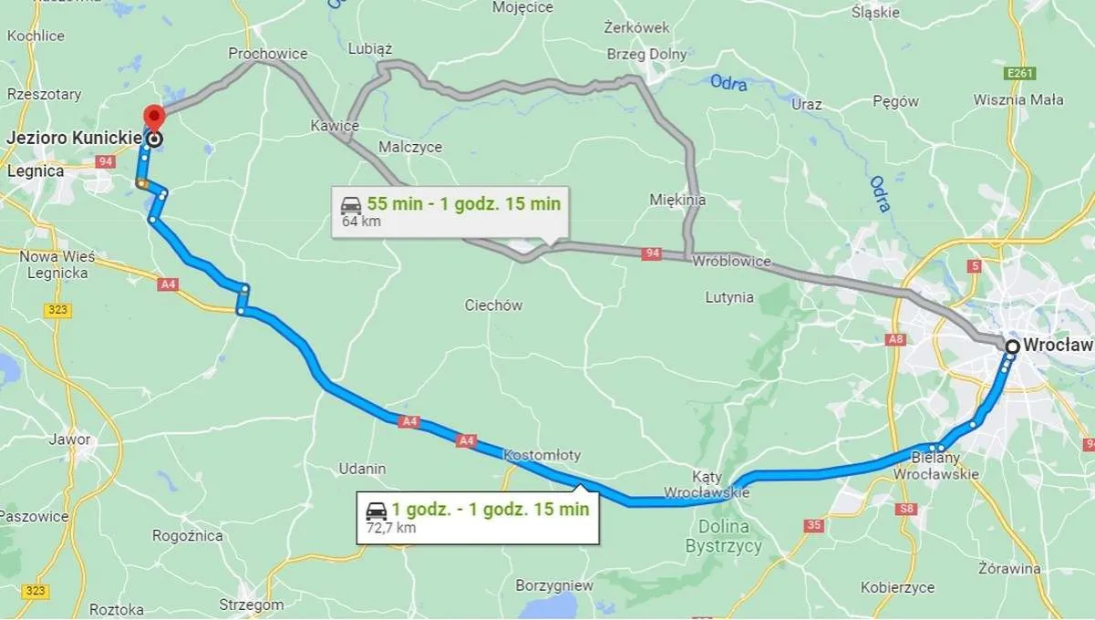 najpiękniejsze jeziora dolnego śląska mapa