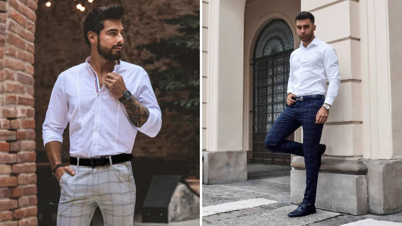 elegancka stylizacja męska na obiad rodzinny chinosy i koszula