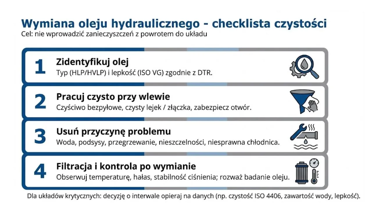 błędy przy wymianie oleju hydraulicznego