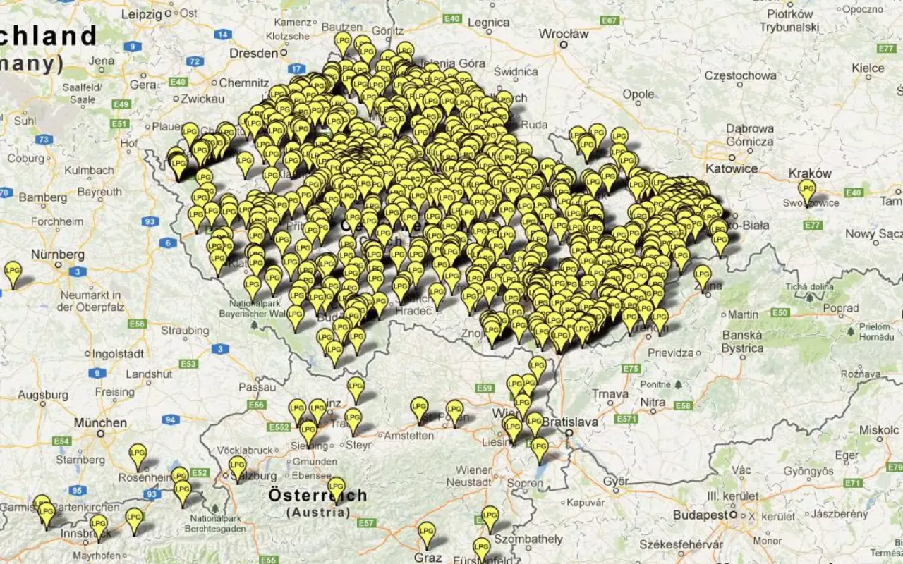 Mapa Polski stacje LPG