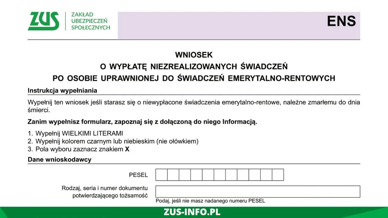 Niezrealizowane świadczenie ZUS