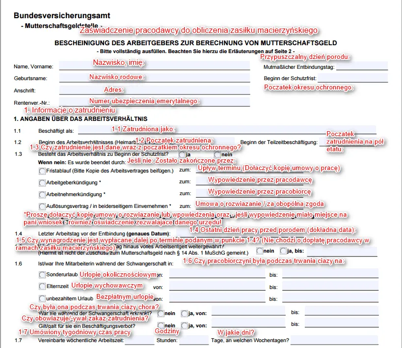 wzór wniosku o Elternzeit w Niemczech, przykładowy formularz