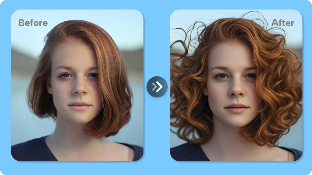 Kobieta testująca kolor włos&oacute;w w aplikacji na smartfonie