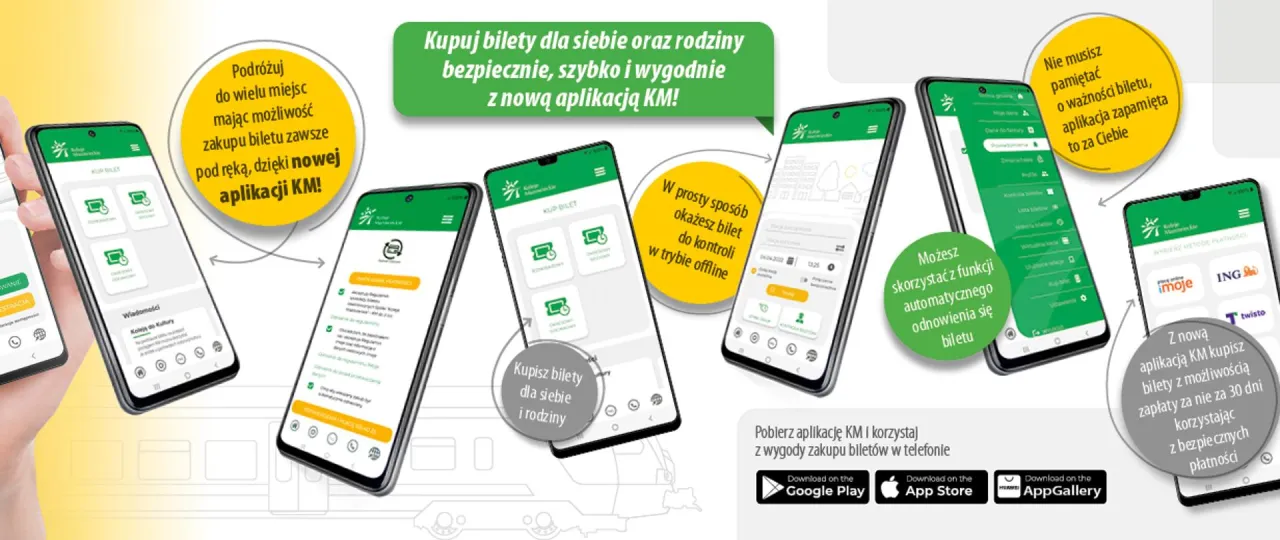 Osoba używająca aplikacji mobilnej do zakupu biletu kolejowego