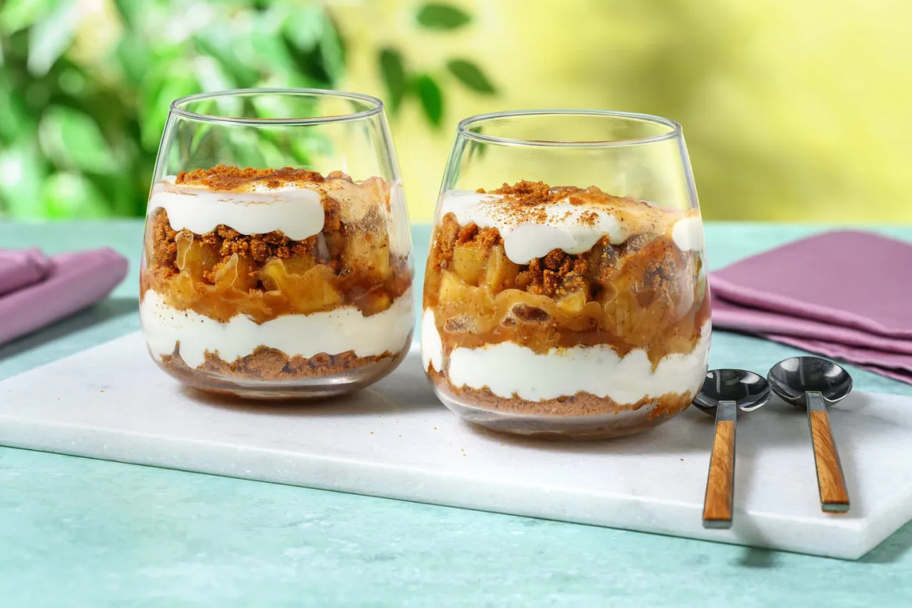 Verrines spéculoos fruits rouges et pomme caramel