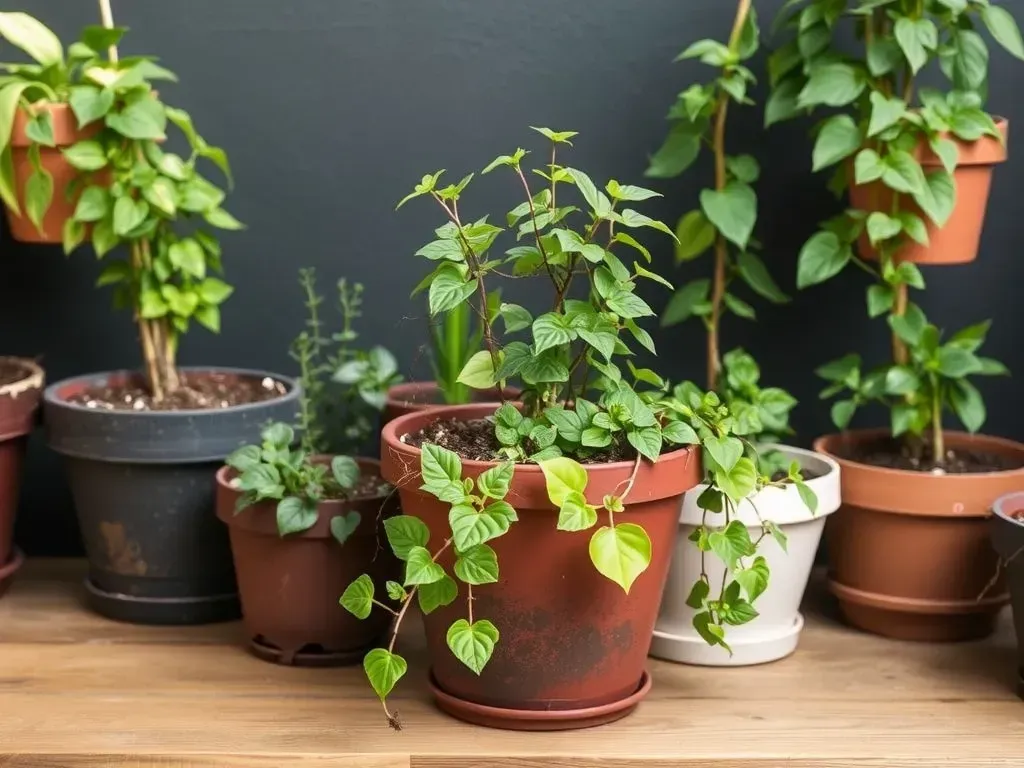sadzenie pnącza w dużej donicy z drenażem