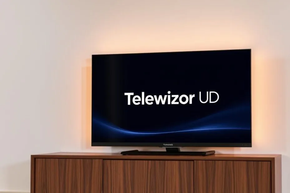 Telewizor UD na tle czeskiej flagi