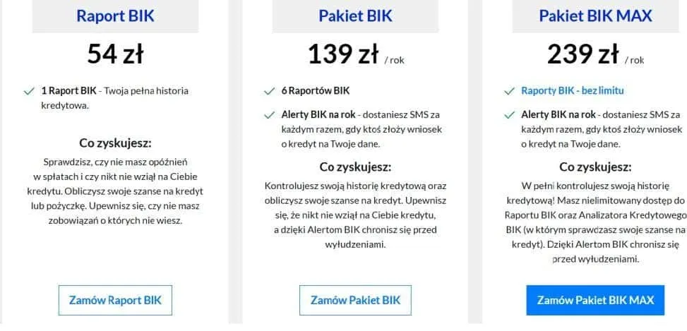 Porównanie raportu BIK płatnego i darmowego