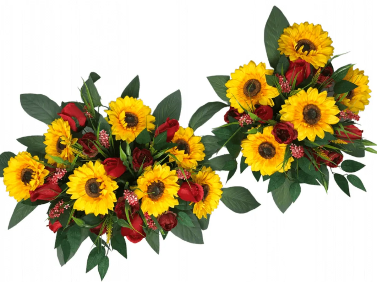 kolaż różnych gatunków żółtych kwiatów: róże, tulipany, słoneczniki, żonkile