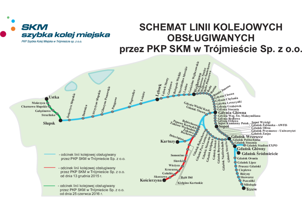 Mapa trasy SKM Trójmiasto i okolice