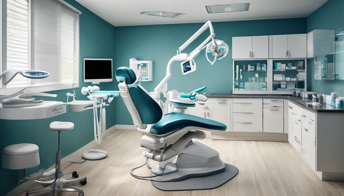 gabinet stomatologiczny wnętrze, dentysta podczas wizyty