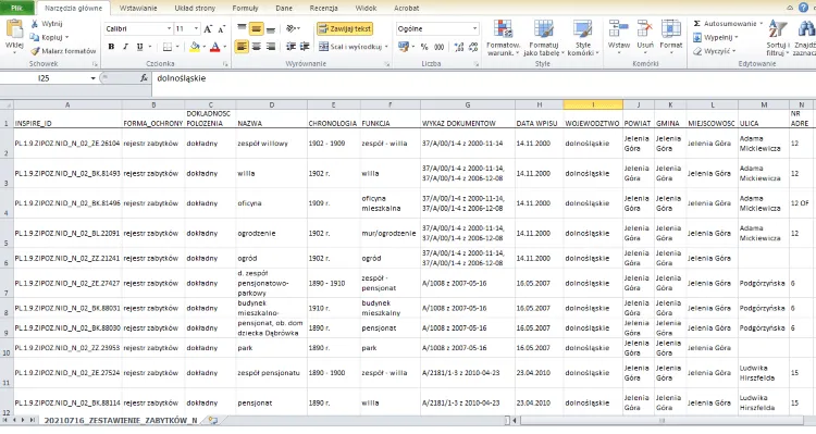 Sprawdzanie statusu zabytku online, strona Narodowego Instytutu Dziedzictwa