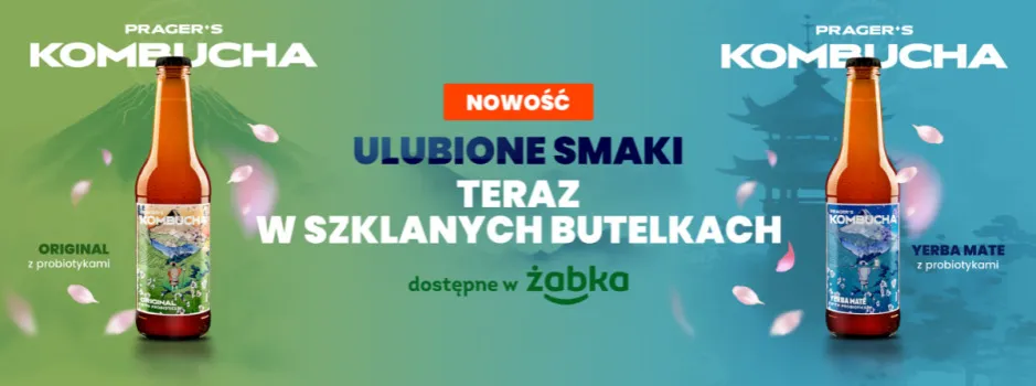 Różne smaki kombuchy w butelkach
